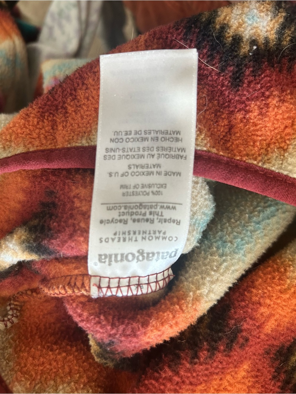 Patagonia Multi-color Geometric quarter button fleece pullover Women's Size Smal - Picture 6 of 6